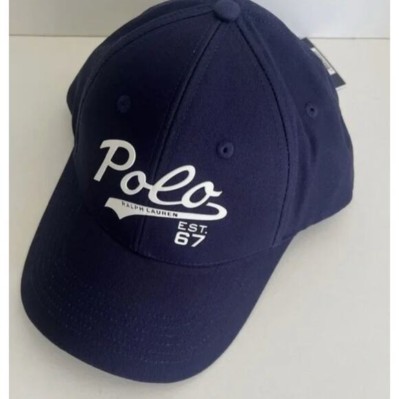 NEW Polo Ralph Lauren Hat Cap Snap Back 67 Script Spellout Navy Blue - Picture 1 of 3